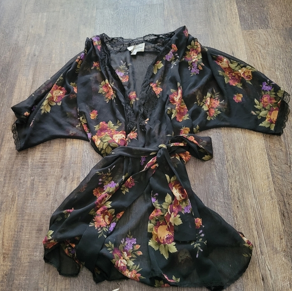 Christian dior vintage floral sheer robe